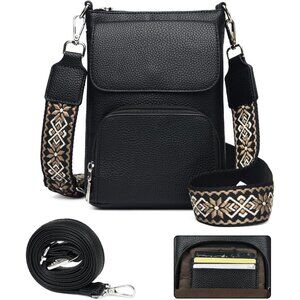 Women Small Leather Crossbody Bag Multi Pocket Phone Wallet Shoulder